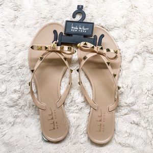 Nicole Miller Jelly Rockstud Bow Sandal Flip Flops